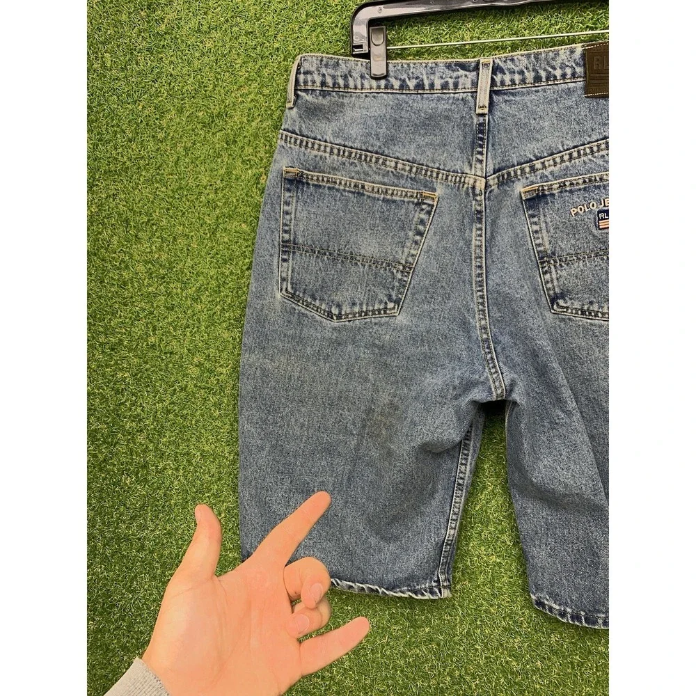 Vintage Polo Ralph Lauren Jean Shorts Mens 38 Baggy Y2K 90s Skater Wide Leg USA